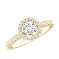 thumbnail image 1 of Rosec Jewels Lab Grown Diamond Halo Engagement Ring with Side Stones - EF-VS Quality, 14K Yellow Gold, US 12.00, 1 of 9
