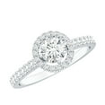 thumbnail image 1 of Rosec Jewels Lab Grown Diamond Halo Engagement Ring with Side Stones - EF-VS Quality, 925 Sterling Silver, US 4.00, 1 of 9