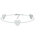thumbnail image 1 of Lab Grown Diamond Heart Chain Bracelet for Women - Ideal For Gift, 14K White Gold, 7.0 inches, 1 of 8