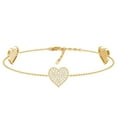 thumbnail image 1 of Lab Grown Diamond Heart Chain Bracelet for Women - Ideal For Gift, 14K Yellow Gold, 7.0 inches, 1 of 8