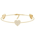thumbnail image 1 of Lab Grown Diamond Heart Chain Bracelet for Women - Ideal For Gift, 14K Yellow Gold, 7.0 inches, 1 of 8