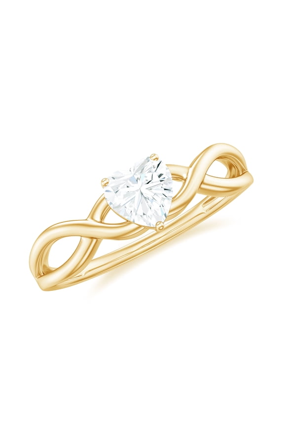 Lab Grown Diamond Heart Promise Ring for Women - Crossover Ring - EF-VS Quality - Ready to Gift for Valentines Day, 14K Yellow Gold, US 7.00