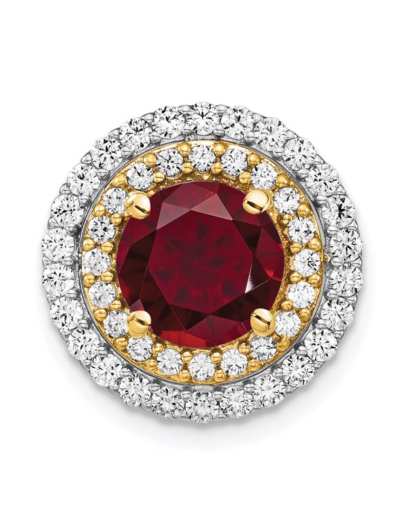 Lab-Grown Diamond & Lab-Created Ruby Slide Pendant in 14K Two-Tone Gold (0.63 carat tw.)