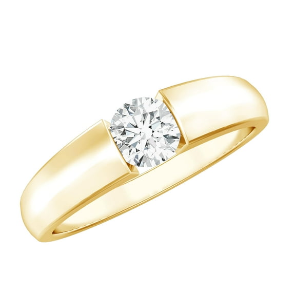 Rosec Jewels Lab Grown Diamond Mens Engagement Ring - 5 MM - EF-VS Quality, 10K Yellow Gold, US 5.00