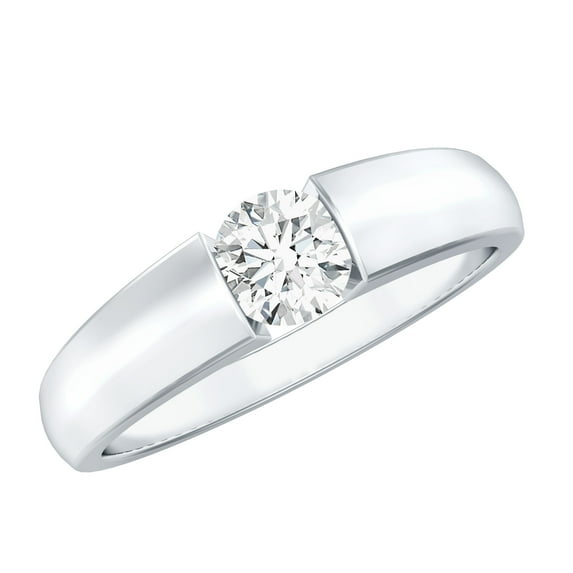 Lab Grown Diamond Mens Engagement Ring - 5 MM - EF-VS Quality, 925 Sterling Silver, US 4.00