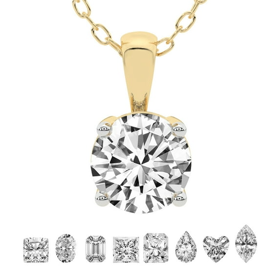 Lab Grown Diamond Pendant Necklace For Women | 0.50 Carat IGI Certified Round Shape FG-VS | Solitaire Pendant Necklace 18K Yellow Gold | Martina Solitaire