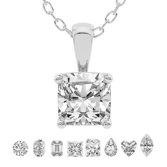 Lab Grown Diamond Pendant Necklace For Women | 0.75 Carat IGI Certified Cushion Shape FG-VS | Solitaire Pendant Necklace 18K White Gold | Martina Solitaire