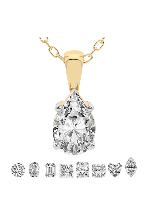 Lab Grown Diamond Pendant Necklace For Women | 1 Carat IGI Certified Pear Shape FG-VS | Solitaire Pendant Necklace 18K Yellow Gold | Martina Solitaire