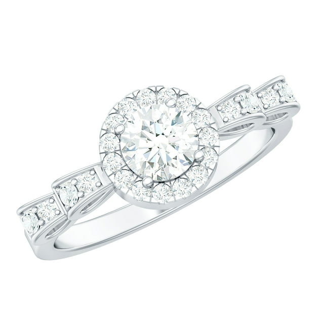 Rosec Jewels Lab Grown Diamond Promise Engagement Ring, EF-VS Quality - With Jewelry Box, 10K White Gold, US 6.50