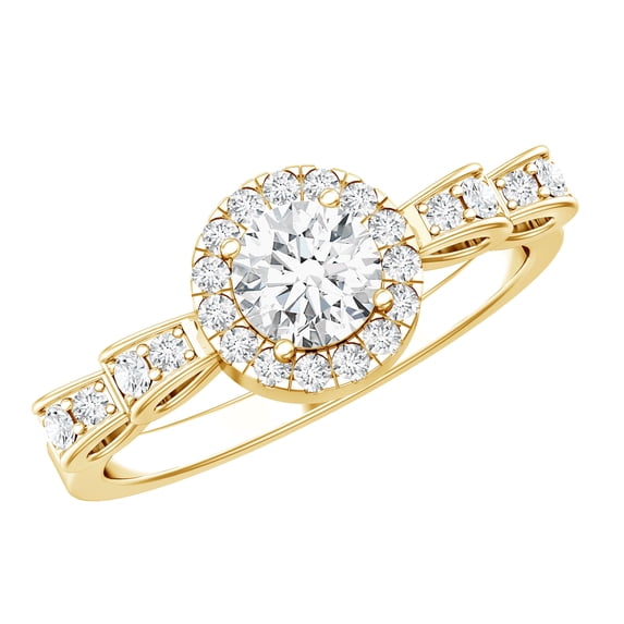 Rosec Jewels Lab Grown Diamond Promise Engagement Ring, EF-VS Quality - With Jewelry Box, 14K Yellow Gold, US 3.50