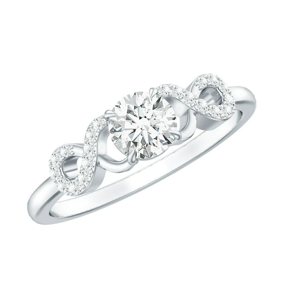 Rosec Jewels Certified 5MM Lab Grown Diamond Solitaire Promise Ring for Her, EF-VS Quality, 925 Sterling Silver, US 4.00