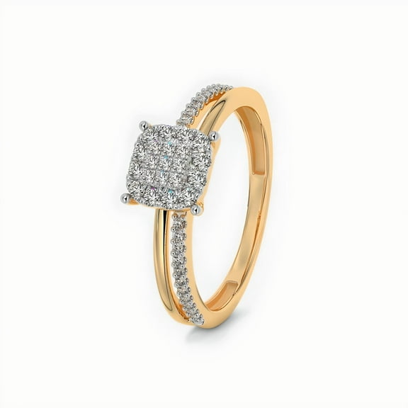 Lab Grown Diamond Ring 10k Yellow Gold Ring Engagement Ring Elegant Minimalist Wedding Jewelry Gift for Her