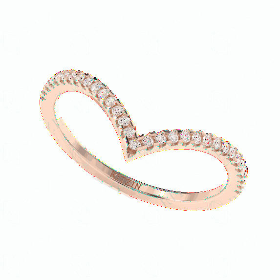 Lab Grown Diamond Round Briliiant Cut Chevron Engagement Ring 10K Rose Gold
