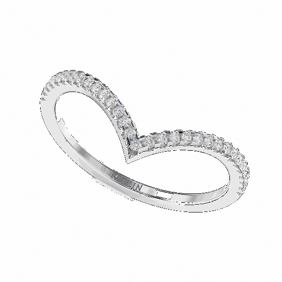 Lab Grown Diamond Round Briliiant Cut Chevron Engagement Ring 10K White Gold