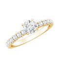 thumbnail image 1 of Rosec Jewels Lab Grown Diamond Simple Engagement Ring with Side Stones, EF-VS Quality - Ready To Gift, 10K Yellow Gold, US 5.50, 1 of 9