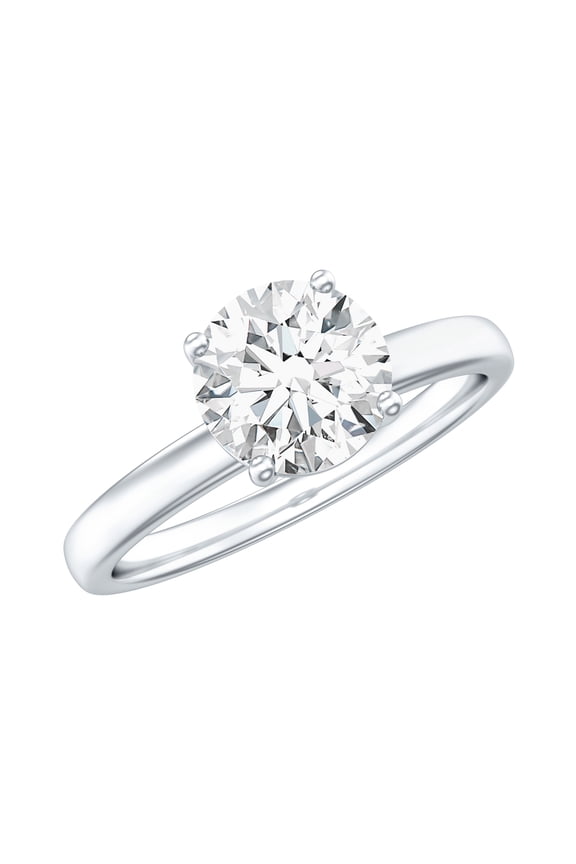Lab Grown Diamond Solitaire Engagement Ring 7 mm - EF-VS Quality Certified, 925 Sterling Silver, US 8.00