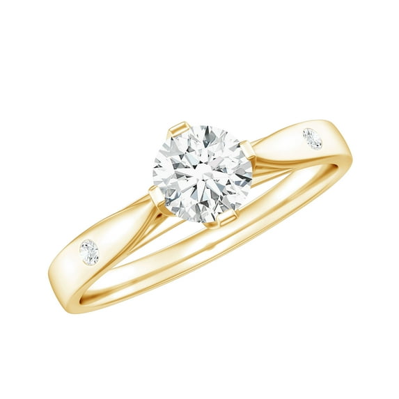 Rosec Jewels Lab Grown Diamond Solitaire Promise Ring - Half Carat - Cathedral Setting Ring, 10K Yellow Gold, US 4.50