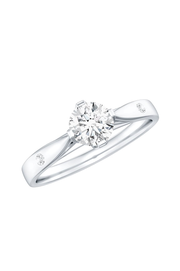 Lab Grown Diamond Solitaire Promise Ring - Half Carat - Cathedral Setting Ring, 14K White Gold, US 7.00