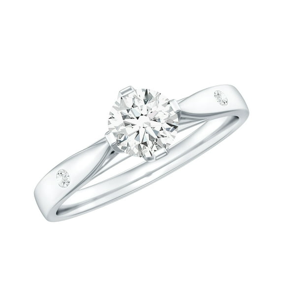 Rosec Jewels Lab Grown Diamond Solitaire Promise Ring - Half Carat - Cathedral Setting Ring, 18K White Gold, US 5.00