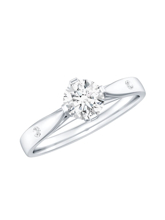 Lab Grown Diamond Solitaire Promise Ring - Half Carat - Cathedral Setting Ring, 925 Sterling Silver, US 7.00