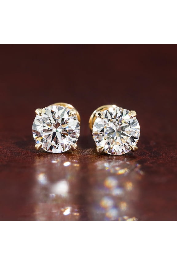 Lab Grown Diamond Stud Earrings 2 TW Round Cut Diamond Earrings