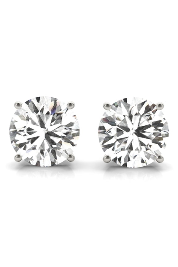 Lab Grown Diamond Stud Solitaire Earrings IGI Certified for Women(F, VS2) | Pushback Closure | Dailywear Collection 1.00 CTS 14K White Gold