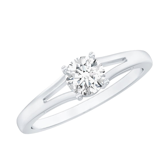 Rosec Jewels Lab Grown Diamond Round Engagement Ring 1/2 Carat - 5 MM - EF-VS Quality, 10K White Gold, US 3.00