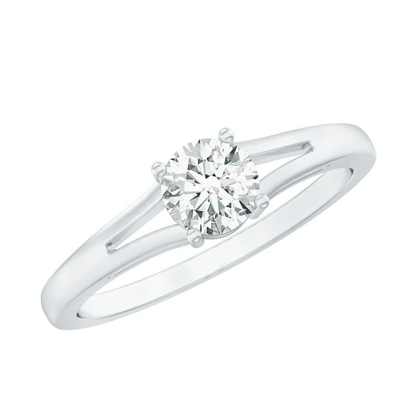 Rosec Jewels Lab Grown Diamond Round Engagement Ring 1/2 Carat - 5 MM - EF-VS Quality, 14K White Gold, US 8.50