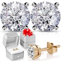 Gold Diamond Earrings 1 Carat Lab Grown for Women And Men Sterling Silver Studs With Yellow Gold Plating G-H SI Anniversary Jewelry Birthday Gifts for Her