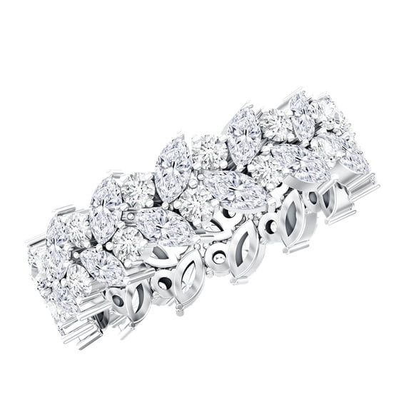 Rosec Jewels Lab Grown Diamond Wedding Ring - Designer Eternity Band - EF-VS Quality, 14K White Gold, US 6.00