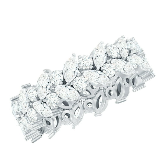 Rosec Jewels Lab Grown Diamond Wedding Ring - Designer Eternity Band - EF-VS Quality, 14K White Gold, US 6.00