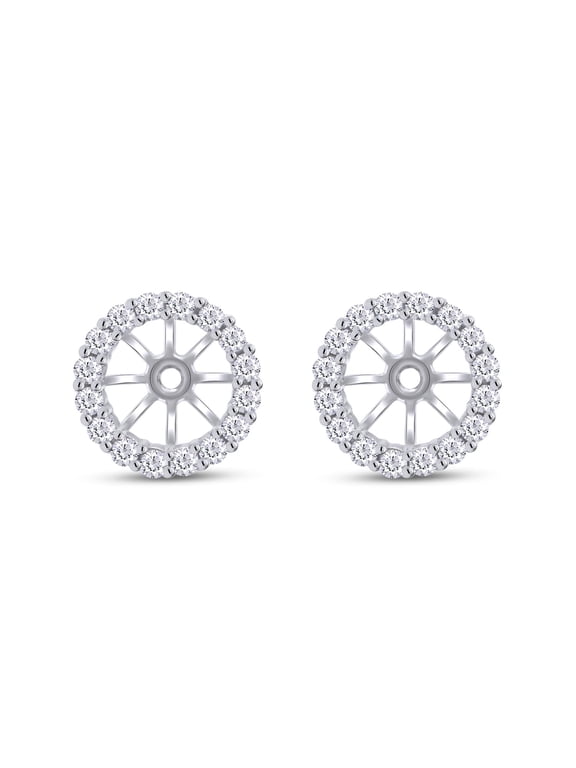 Lab Grown Diamond Women's Earring Jackets For 7MM Round Shape Studs In 14k White Gold Over 925 Sterling Silver (0.40 Ctw), Gift For Her