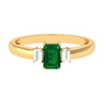Lab Grown Emerald Engagement Ring with Moissanite (4X6 mm Emerald Cut
