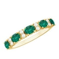 thumbnail image 1 of Rosec Jewels Lab Grown Emerald Half Eternity Ring with Diamond, Anniversary Band Ring - AAAA Quality, 14K Yellow Gold, US 12.50, 1 of 7