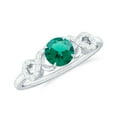 thumbnail image 1 of Rosec Jewels Lab Grown Emerald Ring with Diamond - Dainty Promise Ring - AAAA Grade, 925 Sterling Silver, US 4.00, 1 of 9