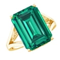 thumbnail image 1 of Rosec Jewels Lab Grown Emerald Cut Emerald Ring - Cocktail Ring for Women - 10X14 mm - AAAA Grade Certified - with Jewelry Box, 10K Yellow Gold, US 4.00, 1 of 8