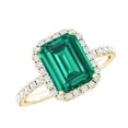 thumbnail image 1 of Rosec Jewels Lab Grown Emerald Engagement Ring with Halo - Emerald Cut Emerald Ring with Diamond (AAAA Quality Certified), 14K Yellow Gold, US 4.50, 1 of 7