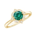 thumbnail image 1 of Rosec Jewels Lab Grown Emerald Vintage Inspired Ring with Diamond for Women - AAAA Grade, 14K Yellow Gold, US 3.00, 1 of 5