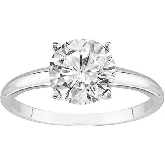 Lab Grown Moissanite Diamond Ring Simple Engagement Ring Round Cut 4 Prong Set Anniversary Proposal Ring For Love