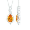 thumbnail image 1 of Rosec Jewels Lab Grown Orange Sapphire Pendant with Diamond for Women (AAAA Grade), 925 Sterling Silver, 1 of 7