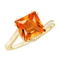 thumbnail image 1 of Rosec Jewels Lab Grown Orange Sapphire Solitaire Ring with Diamond, Princess Cut Ring - 8 mm, 14K Yellow Gold, US 4.00, 1 of 9