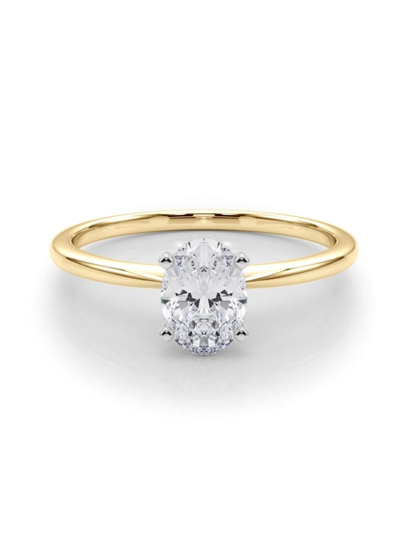 Lab Grown Oval Cut Diamond Wedding Ring Bypass 10k Yellow Gold Plated