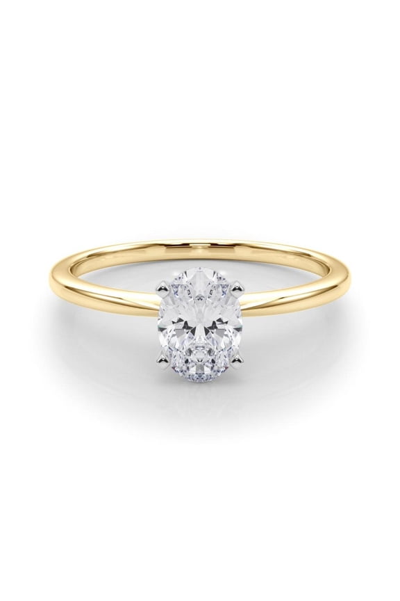 Lab Grown Oval Cut Diamond Wedding Ring Bypass 10k Yellow Gold Plated