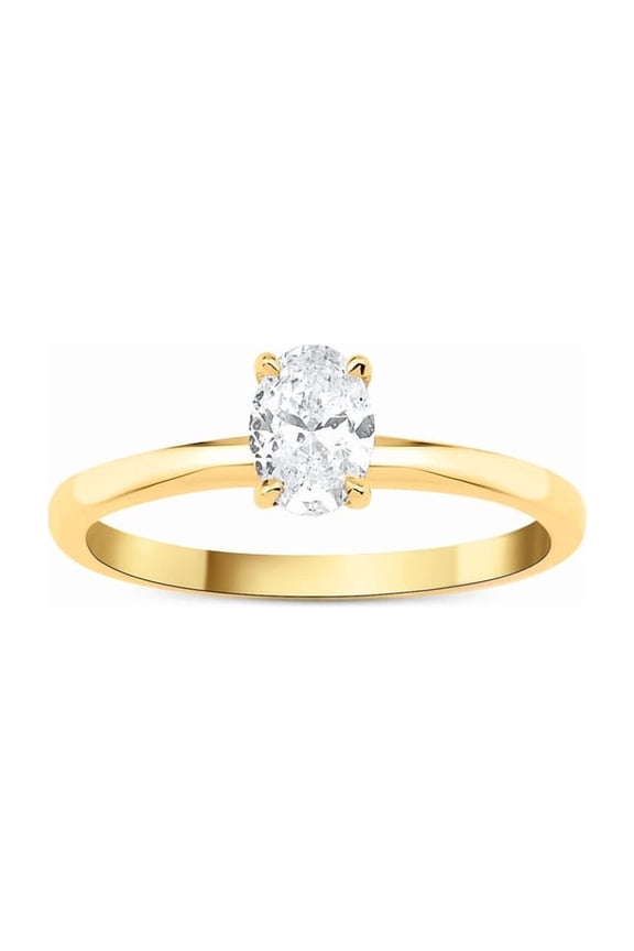 Lab Grown Oval Cut Diamond Wedding Ring Bypass 10k Yellow Gold Plated