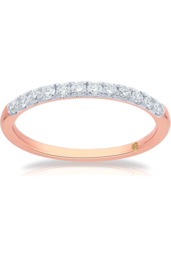 Lab Made Pave Set Diamond Bands | 10k Rose Gold 1/6 CTW Women's Wedding Rings | Size 8.5
