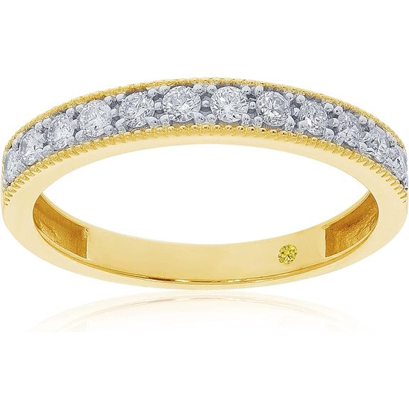 La Joya Lab Grown Diamond Rings | 10k Yellow Gold 1/3 CTW Women's Milgrain Wedding Rings | Size 8.5