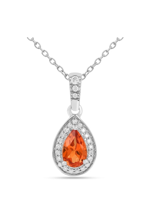 Lab Grown Peach sapphire Teardrop Pendant Necklace For Women- Created Padparadscha Sapphire Pendant For Her