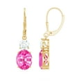 thumbnail image 1 of Lab Grown Pink Sapphire Drop Earrings with Moissanite, Lever Back Earrings - AAAA Grade, 10K Yellow Gold, 1 of 8