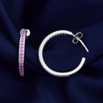thumbnail image 1 of Lab Grown Pink Sapphire Hoops, 1 of 3