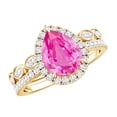 thumbnail image 1 of Rosec Jewels Lab Grown Pink Sapphire Ring Set with Diamond for Women, Designer Ring Set, 18K Yellow Gold, US 3.00, 1 of 8